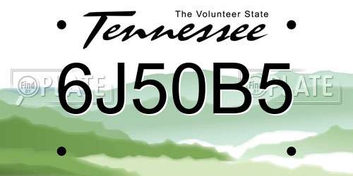 6J50B5 Tennessee License Plate