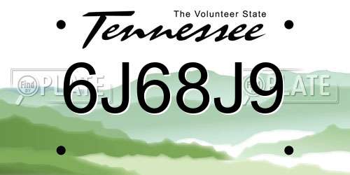 6J68J9 Tennessee License Plate