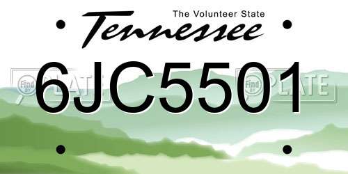6JC5501 Tennessee License Plate