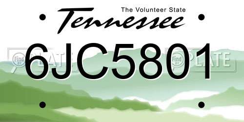 6JC5801 Tennessee License Plate