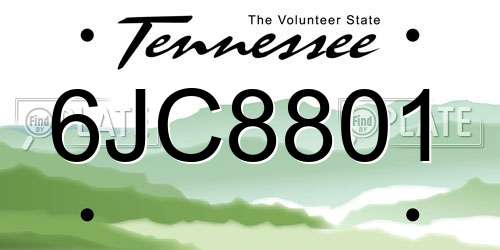 6JC8801 Tennessee License Plate