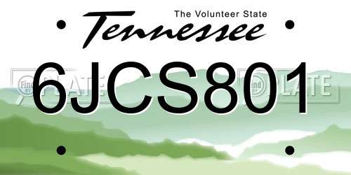 6JCS801 Tennessee License Plate