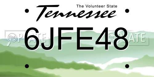6JFE48 Tennessee License Plate