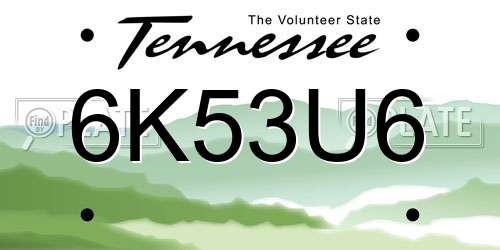 6K53U6 Tennessee License Plate