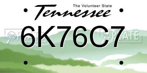 6K76C7 Tennessee License Plate