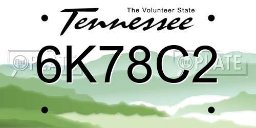 6K78C2 Tennessee License Plate