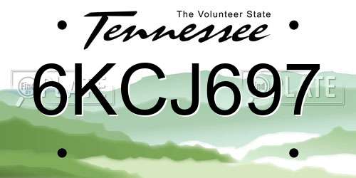 6KCJ697 Tennessee License Plate