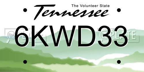 6KWD33 Tennessee License Plate