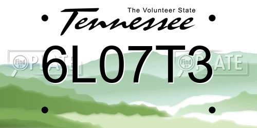 6L07T3 Tennessee License Plate