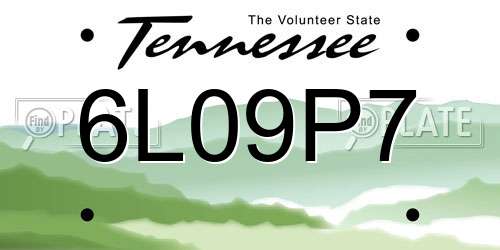 6L09P7 Tennessee License Plate