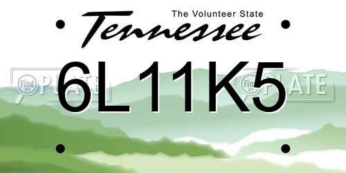 6L11K5 Tennessee License Plate