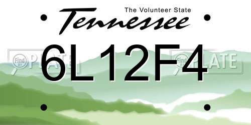 6L12F4 Tennessee License Plate