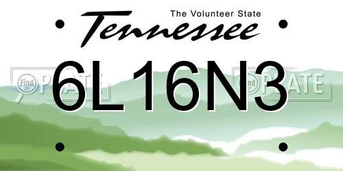 6L16N3 Tennessee License Plate