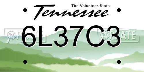 6L37C3 Tennessee License Plate