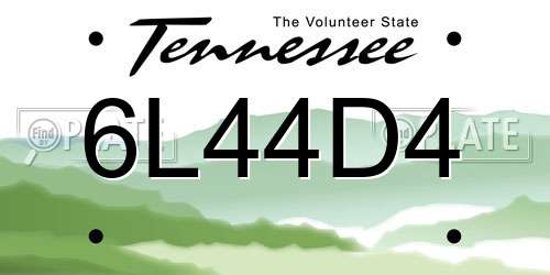 6L44D4 Tennessee License Plate