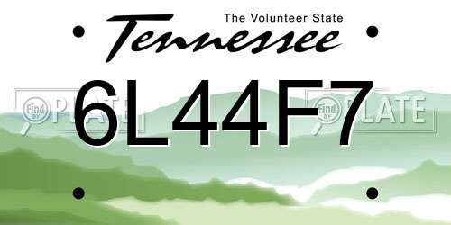 6L44F7 Tennessee License Plate