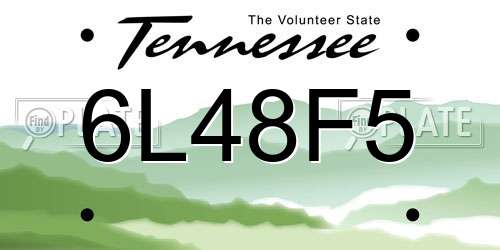 6L48F5 Tennessee License Plate