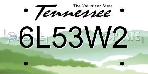6L53W2 Tennessee License Plate