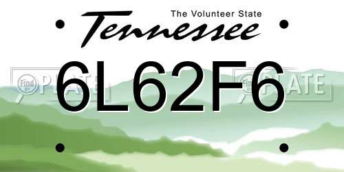 6L62F6 Tennessee License Plate