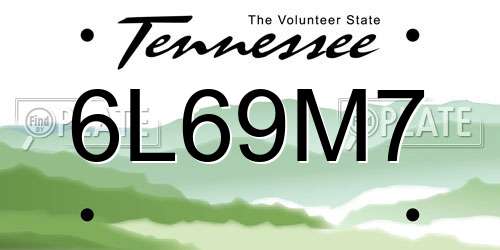 6L69M7 Tennessee License Plate