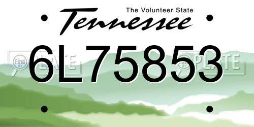 6L75853 Tennessee License Plate