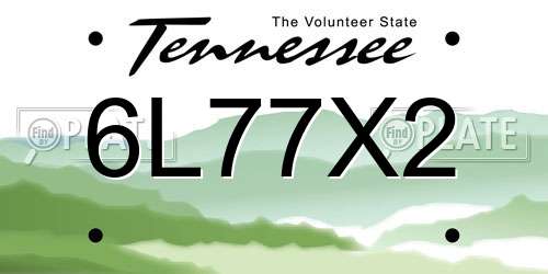 6L77X2 Tennessee License Plate