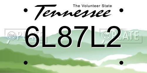 6L87L2 Tennessee License Plate