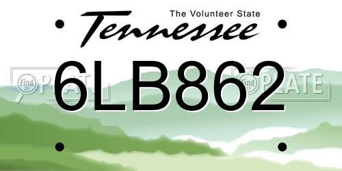 6LB862 Tennessee License Plate