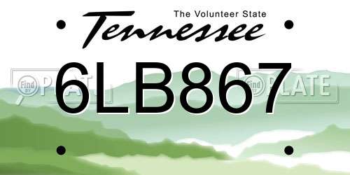 6LB867 Tennessee License Plate