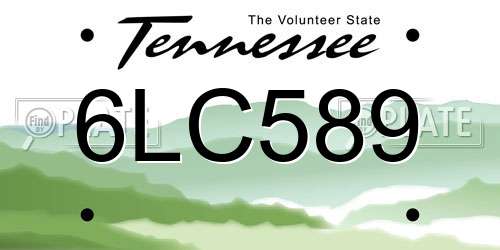 6LC589 Tennessee License Plate