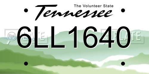 6LL1640 Tennessee License Plate