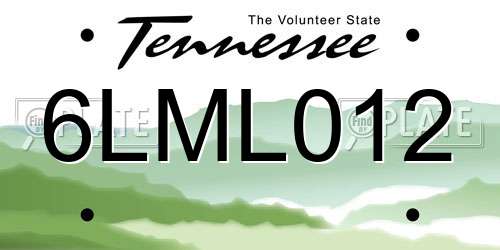 6LML012 Tennessee License Plate