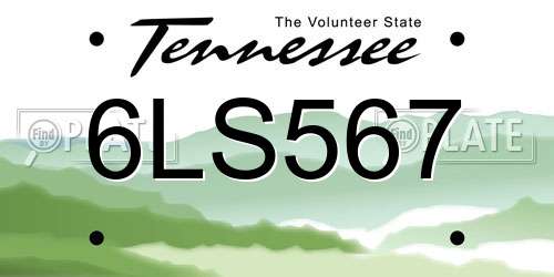 6LS567 Tennessee License Plate