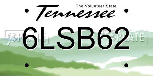 6LSB62 Tennessee License Plate