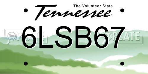 6LSB67 Tennessee License Plate