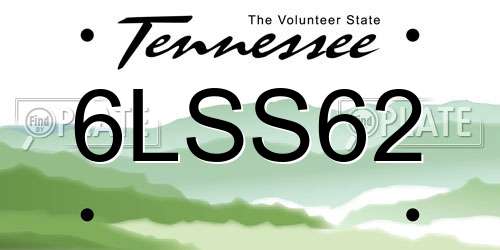 6LSS62 Tennessee License Plate