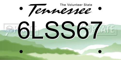 6LSS67 Tennessee License Plate