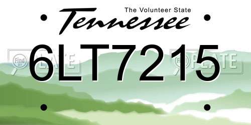 6LT7215 Tennessee License Plate