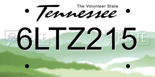 6LTZ215 Tennessee License Plate