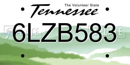 6LZB583 Tennessee License Plate