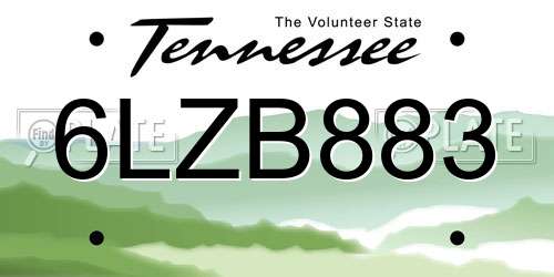 6LZB883 Tennessee License Plate