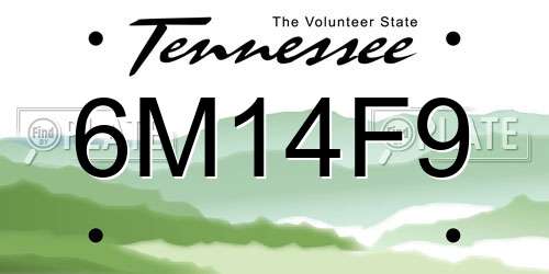6M14F9 Tennessee License Plate