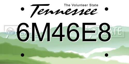6M46E8 Tennessee License Plate