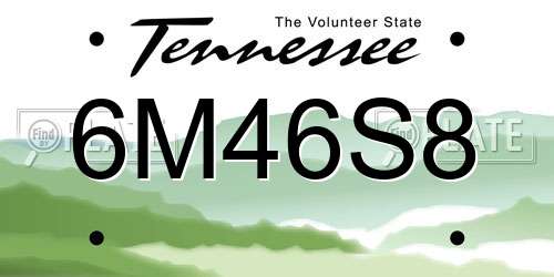 6M46S8 Tennessee License Plate