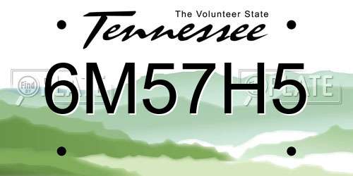 6M57H5 Tennessee License Plate