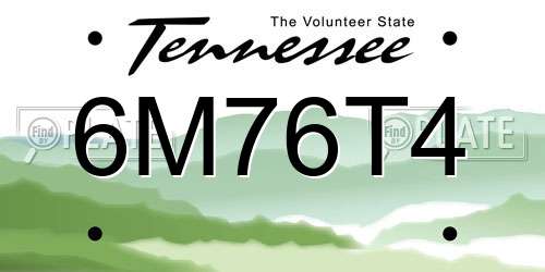 6M76T4 Tennessee License Plate