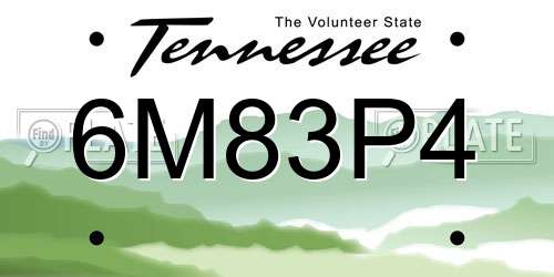 6M83P4 Tennessee License Plate