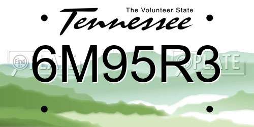 6M95R3 Tennessee License Plate