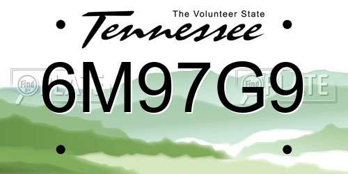 6M97G9 Tennessee License Plate
