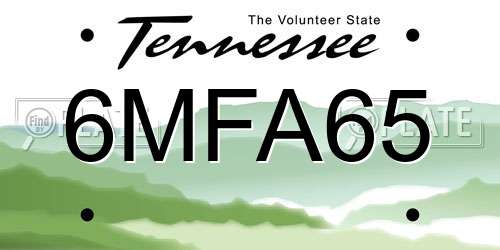 6MFA65 Tennessee License Plate